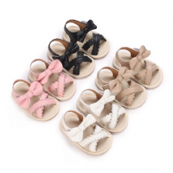 Summer 0-1 year old baby shoes Rubber soled breathable bow toddler shoes girls baby sandals