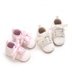 Spring and autumn baby shoes, mid-top casual shoes, bow decoration, baby walking shoes, soft-soled shoes, 0-1 year old